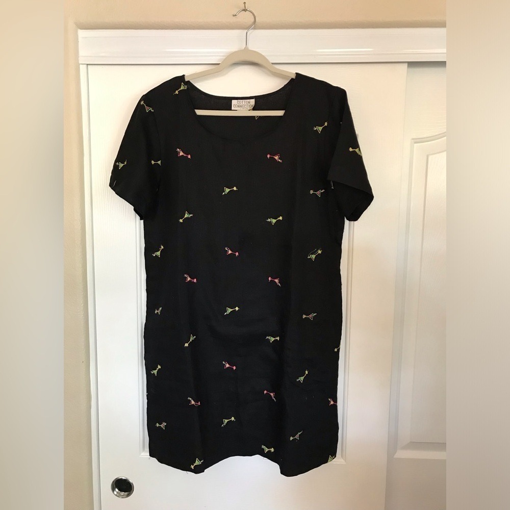 Cotton Connection Premium Linen Dress | Martini Glass Embroidery | Size L - Picture 2 of 4